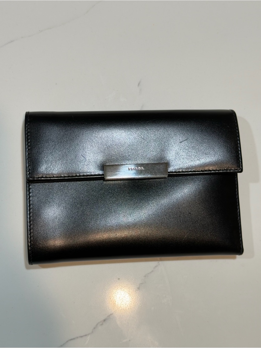 Prada Black Leather Bifold Card Holder